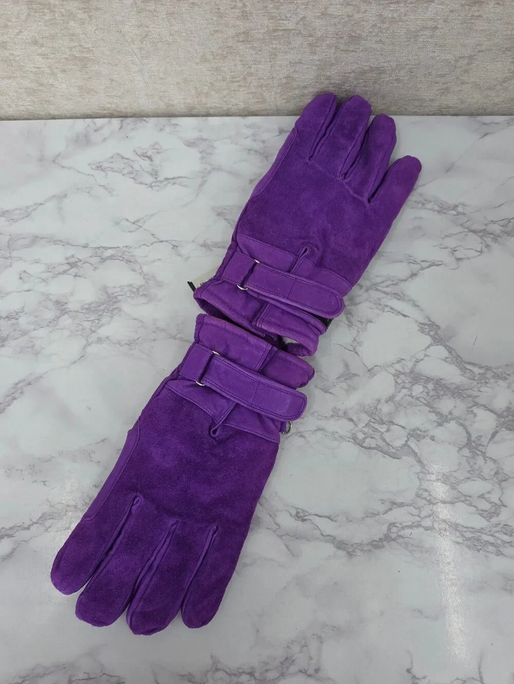 Wilsons Leather Royal Purple Suede Winter Gloves Faux Sherpa Lining